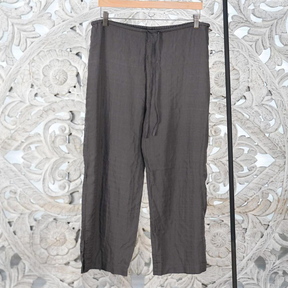 Eileen Fisher Gray Silk Cotton M Lounge Pajama Wide-Leg Relaxed Pants